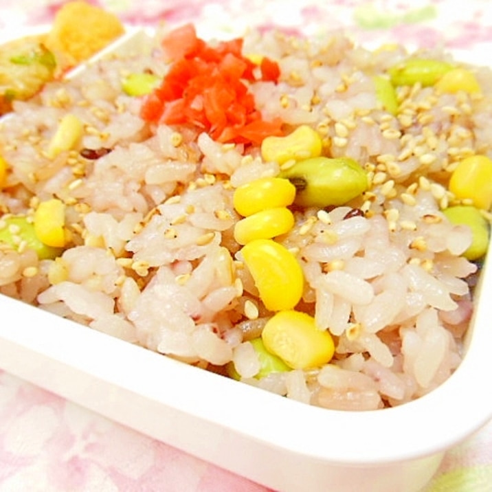 白湯ｄｅ❤もち米と雑穀米とコーンと青大豆の炊込み❤